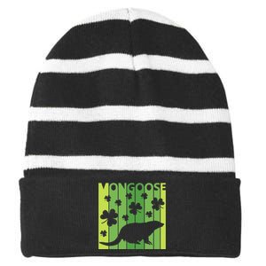 Lucky Mongoose Animal St Patrick's Day Irish Gift Striped Beanie with Solid Band