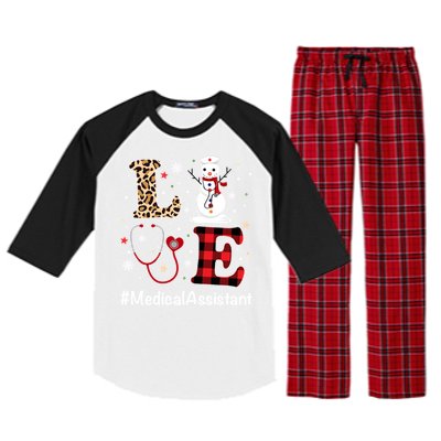 Love Medical Assistant Nurse Life Snow Christmas Nurse Gift Raglan Sleeve Pajama Set