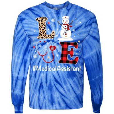 Love Medical Assistant Nurse Life Snow Christmas Nurse Gift Tie-Dye Long Sleeve Shirt