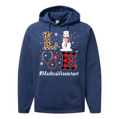 Love Medical Assistant Nurse Life Snow Christmas Nurse Gift Performance Fleece Hoodie