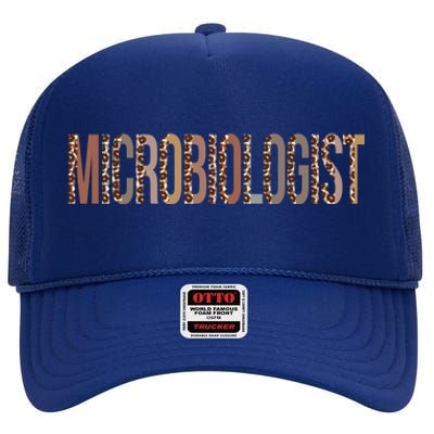 Leopard Microbiologist Appreciation Healthcare Workers Funny Gift High Crown Mesh Back Trucker Hat