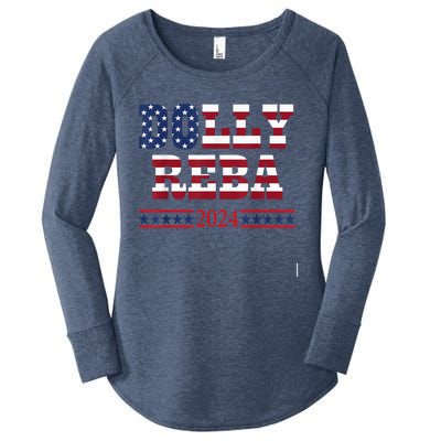 Lets Make America Fancy Again Dollys Reba 24 Vintage Design Women's Perfect Tri Tunic Long Sleeve Shirt