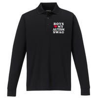 Love My Autism Swag Funny Autistic Girl Awareness Performance Long Sleeve Polo