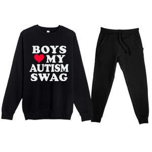 Love My Autism Swag Funny Autistic Girl Awareness Premium Crewneck Sweatsuit Set