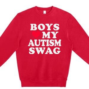 Love My Autism Swag Funny Autistic Girl Awareness Premium Crewneck Sweatshirt