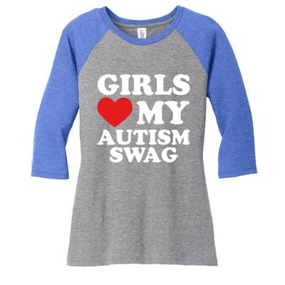 Love My Autism Swag Funny Autistic Funny Gift Awareness Great Gift Women's Tri-Blend 3/4-Sleeve Raglan Shirt