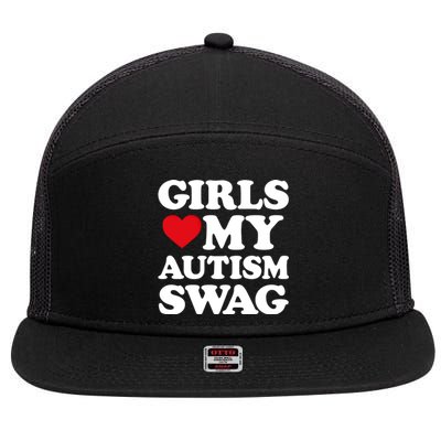 Love My Autism Swag Funny Heart Autism Awareness Gift 7 Panel Mesh Trucker Snapback Hat