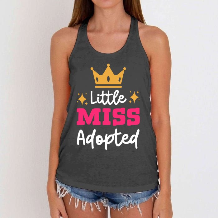 Little Miss Adopted Daughter Son Family Adoption Day Women's Knotted Racerback Tank