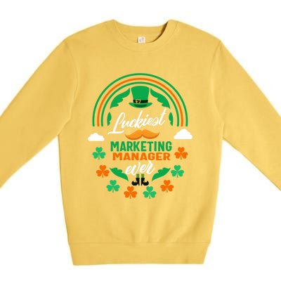 Luckiest Marketing Ager Ever Shamrock Top Hat St Patricks Gift Premium Crewneck Sweatshirt