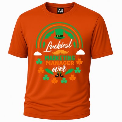 Luckiest Marketing Ager Ever Shamrock Top Hat St Patricks Gift Cooling Performance Crew T-Shirt