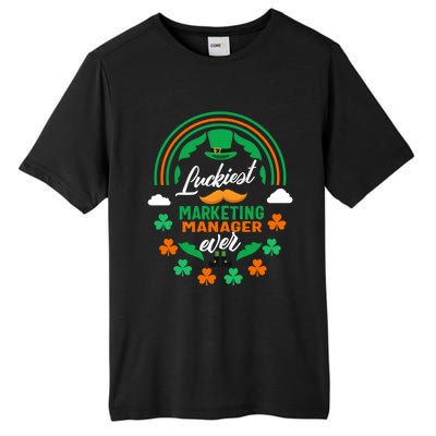 Luckiest Marketing Ager Ever Shamrock Top Hat St Patricks Gift Tall Fusion ChromaSoft Performance T-Shirt