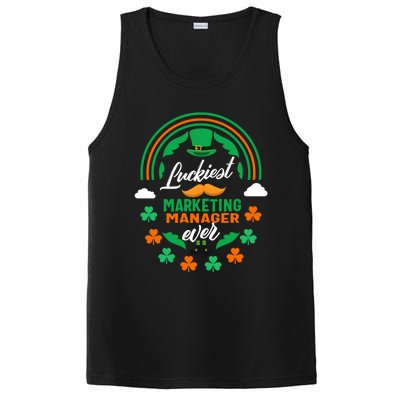 Luckiest Marketing Ager Ever Shamrock Top Hat St Patricks Gift PosiCharge Competitor Tank