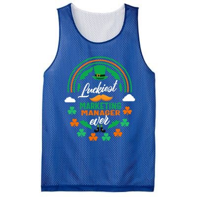 Luckiest Marketing Ager Ever Shamrock Top Hat St Patricks Gift Mesh Reversible Basketball Jersey Tank