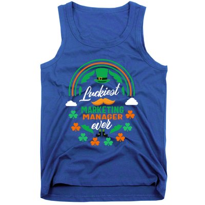 Luckiest Marketing Ager Ever Shamrock Top Hat St Patricks Gift Tank Top