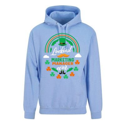 Luckiest Marketing Ager Ever Shamrock Top Hat St Patricks Gift Unisex Surf Hoodie