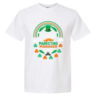 Luckiest Marketing Ager Ever Shamrock Top Hat St Patricks Gift Garment-Dyed Heavyweight T-Shirt