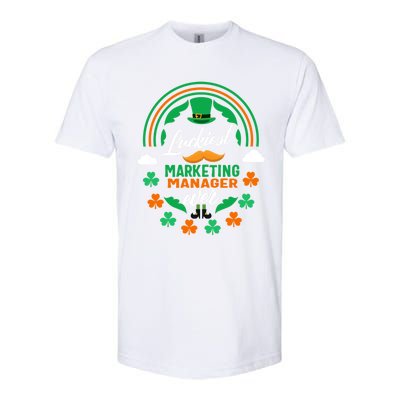 Luckiest Marketing Ager Ever Shamrock Top Hat St Patricks Gift Softstyle CVC T-Shirt