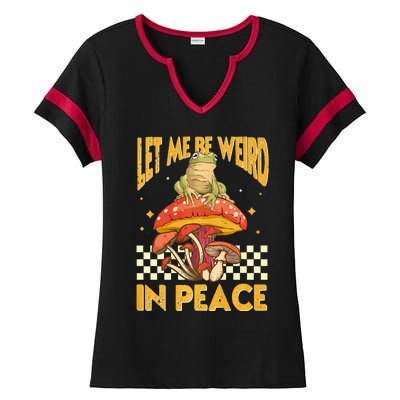 Let Me Be Weird In Peace Funny Cute Mushroom Frog Vintage Premium Ladies Halftime Notch Neck Tee