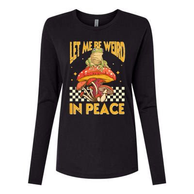 Let Me Be Weird In Peace Funny Cute Mushroom Frog Vintage Premium Womens Cotton Relaxed Long Sleeve T-Shirt