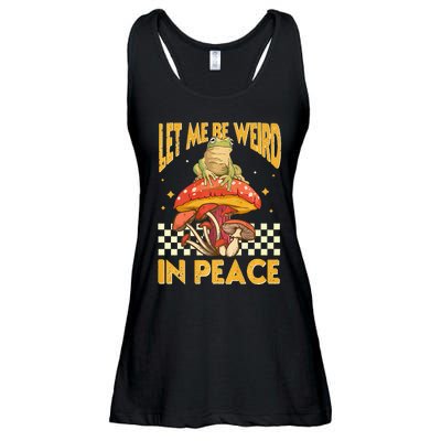 Let Me Be Weird In Peace Funny Cute Mushroom Frog Vintage Premium Ladies Essential Flowy Tank