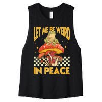 Let Me Be Weird In Peace Funny Cute Mushroom Frog Vintage Premium Women's Racerback Cropped Tank