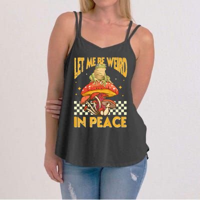 Let Me Be Weird In Peace Funny Cute Mushroom Frog Vintage Premium Women's Strappy Tank