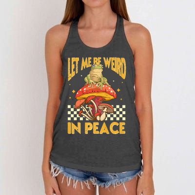 Let Me Be Weird In Peace Funny Cute Mushroom Frog Vintage Premium Women's Knotted Racerback Tank