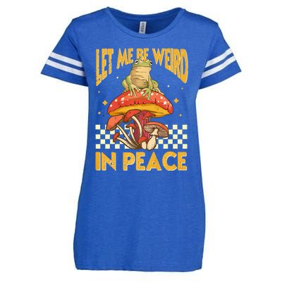 Let Me Be Weird In Peace Funny Cute Mushroom Frog Vintage Premium Enza Ladies Jersey Football T-Shirt