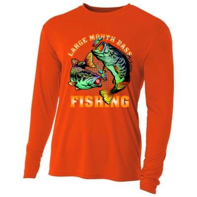 Large Mouth Bass In Action Fishing Cooling Performance Long Sleeve Crew