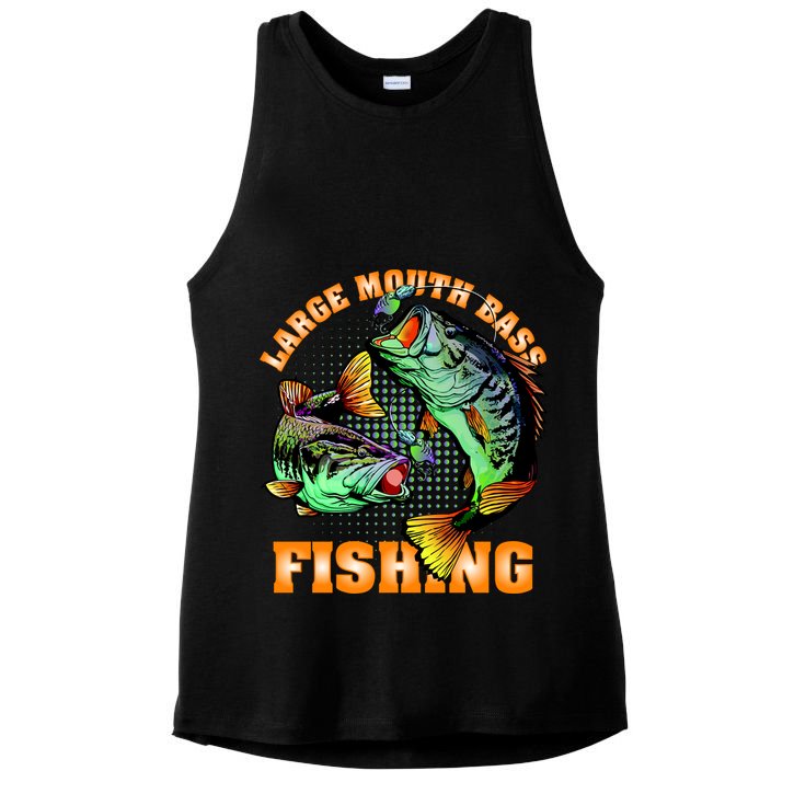 Large Mouth Bass In Action Fishing Ladies PosiCharge Tri-Blend Wicking Tank