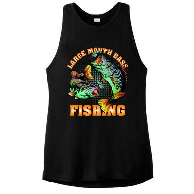 Large Mouth Bass In Action Fishing Ladies PosiCharge Tri-Blend Wicking Tank