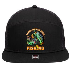 Large Mouth Bass In Action Fishing 7 Panel Mesh Trucker Snapback Hat