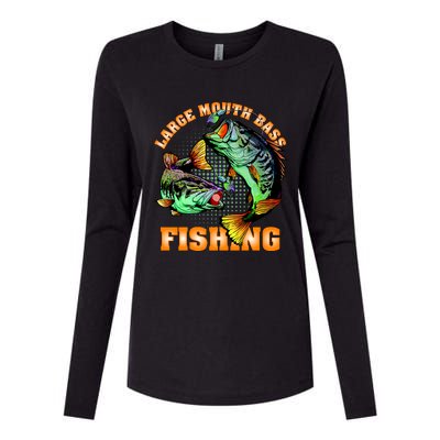 Large Mouth Bass In Action Fishing Womens Cotton Relaxed Long Sleeve T-Shirt