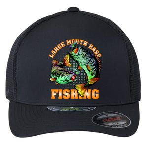 Large Mouth Bass In Action Fishing Flexfit Unipanel Trucker Cap