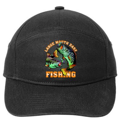 Large Mouth Bass In Action Fishing 7-Panel Snapback Hat