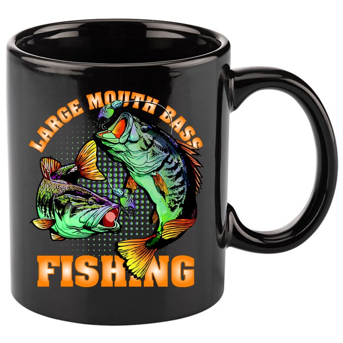 Large Mouth Bass In Action Fishing 11oz C Handle Ceramic Mug