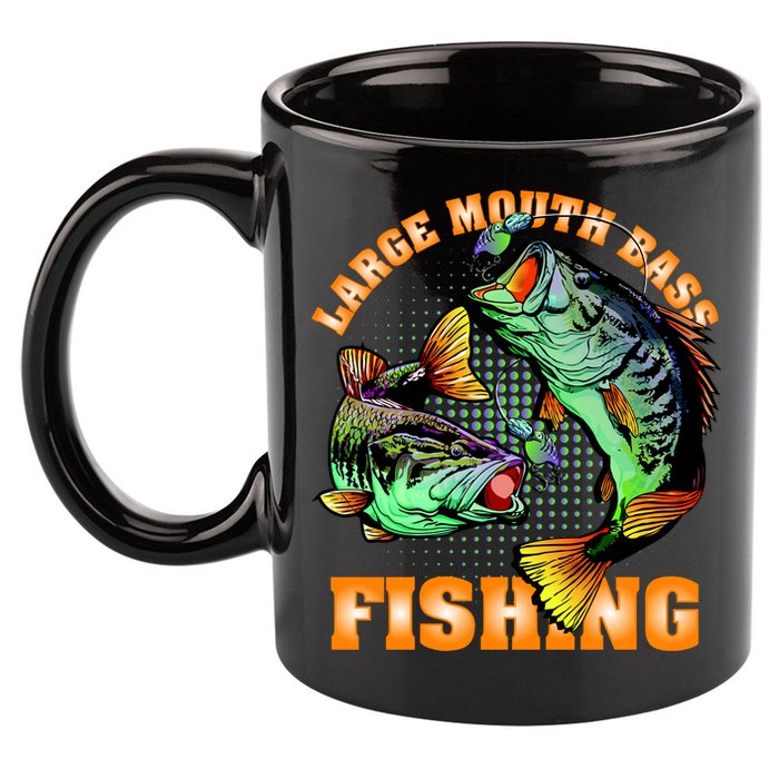 Large Mouth Bass In Action Fishing 11oz C Handle Ceramic Mug