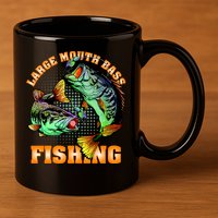 Large Mouth Bass In Action Fishing 11oz C Handle Ceramic Mug