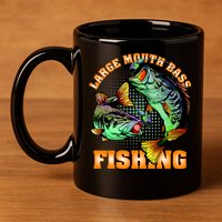 Large Mouth Bass In Action Fishing 11oz C Handle Ceramic Mug