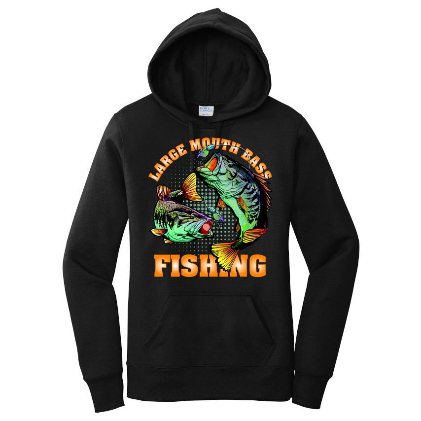 Large Mouth Bass In Action Fishing Women's Pullover Hoodie