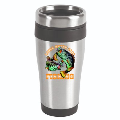 Large Mouth Bass In Action Fishing 16oz Travel Tumbler