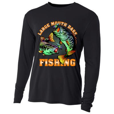 Large Mouth Bass In Action Fishing Cooling Performance Long Sleeve Crew