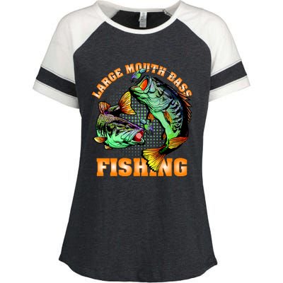 Large Mouth Bass In Action Fishing Enza Ladies Jersey Colorblock Tee