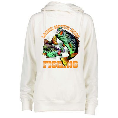 Large Mouth Bass In Action Fishing Womens Funnel Neck Pullover Hood