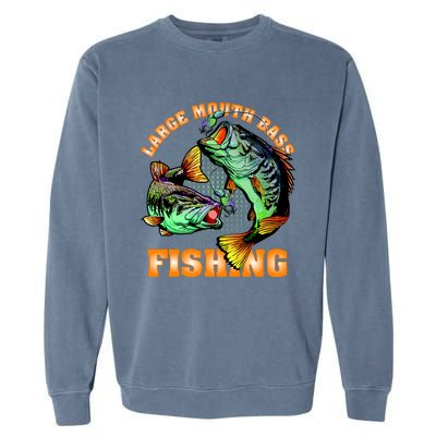 Large Mouth Bass In Action Fishing Garment-Dyed Sweatshirt