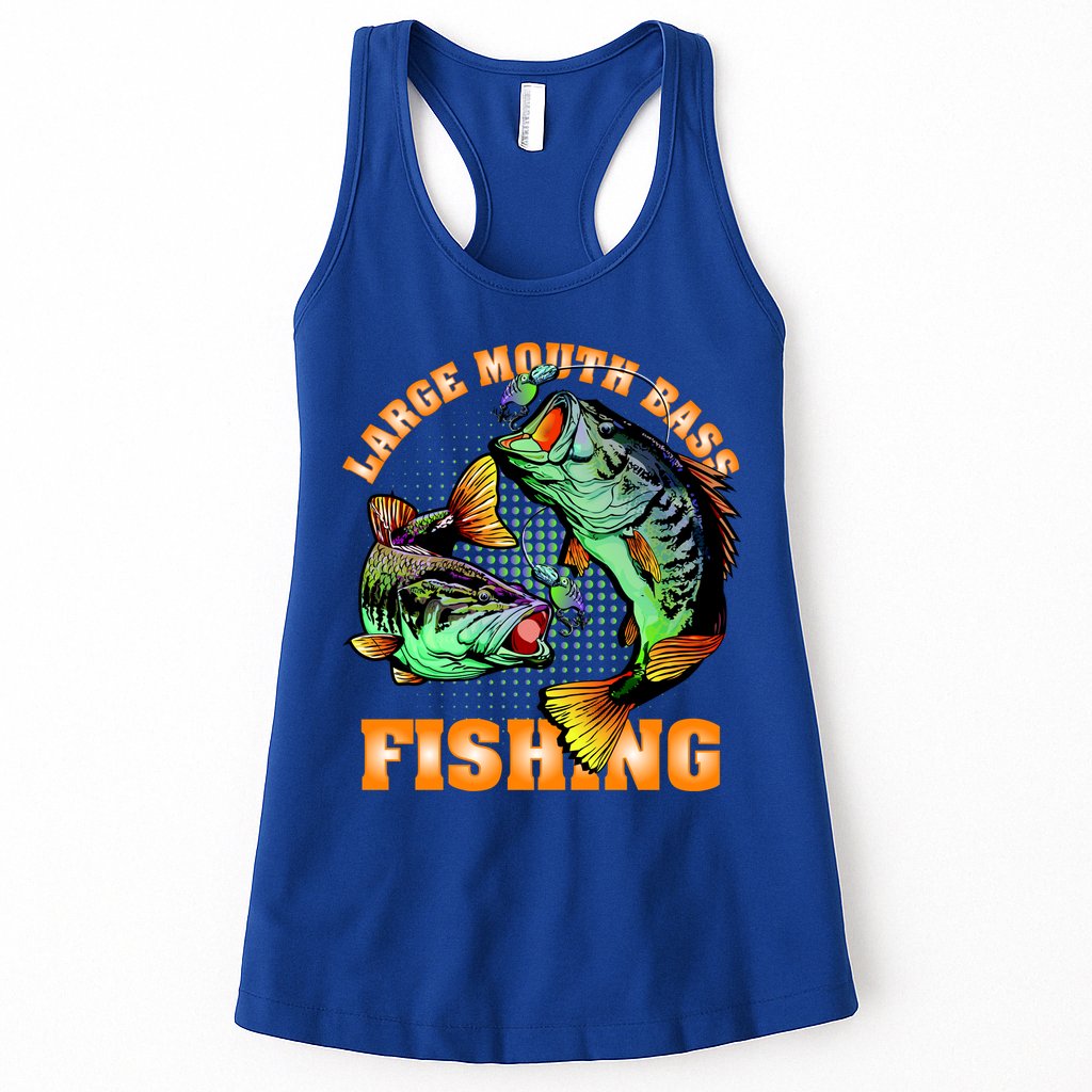 Large Mouth Bass In Action Fishing Womens Tank Top