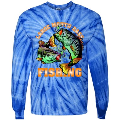 Large Mouth Bass In Action Fishing Tie-Dye Long Sleeve Shirt