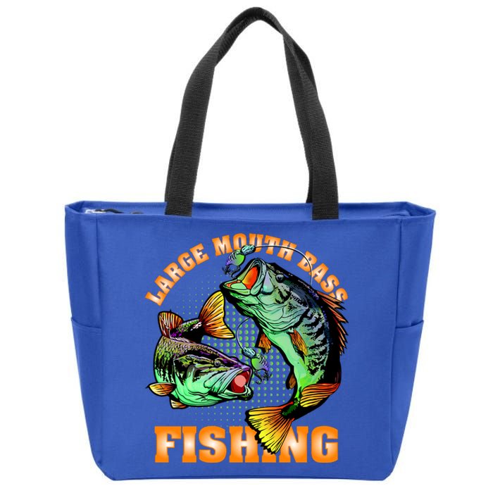 Large Mouth Bass In Action Fishing Zip Tote Bag