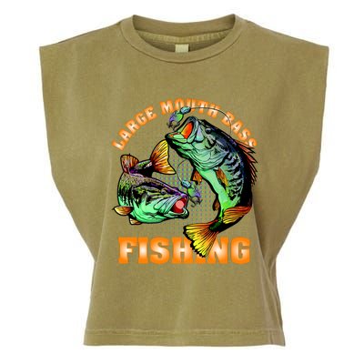 Large Mouth Bass In Action Fishing Garment-Dyed Women's Muscle Tee