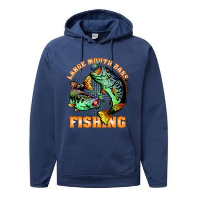 Large Mouth Bass In Action Fishing Performance Fleece Hoodie